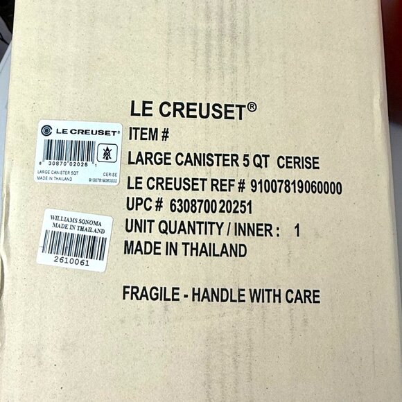Le Creuset Large Canister 5 Qt Cerise Red Stoneware with Box No Lid EUC - Picture 3 of 12